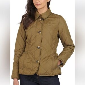 Barbour Nelson Quilted Jacket Olive Green Women’s US 4 Tartan Lined Cabin Core